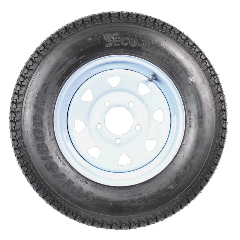Two ST175/80D13 Trailer Tires with 13-Inch White-Spoked Wheels (Load Range C)