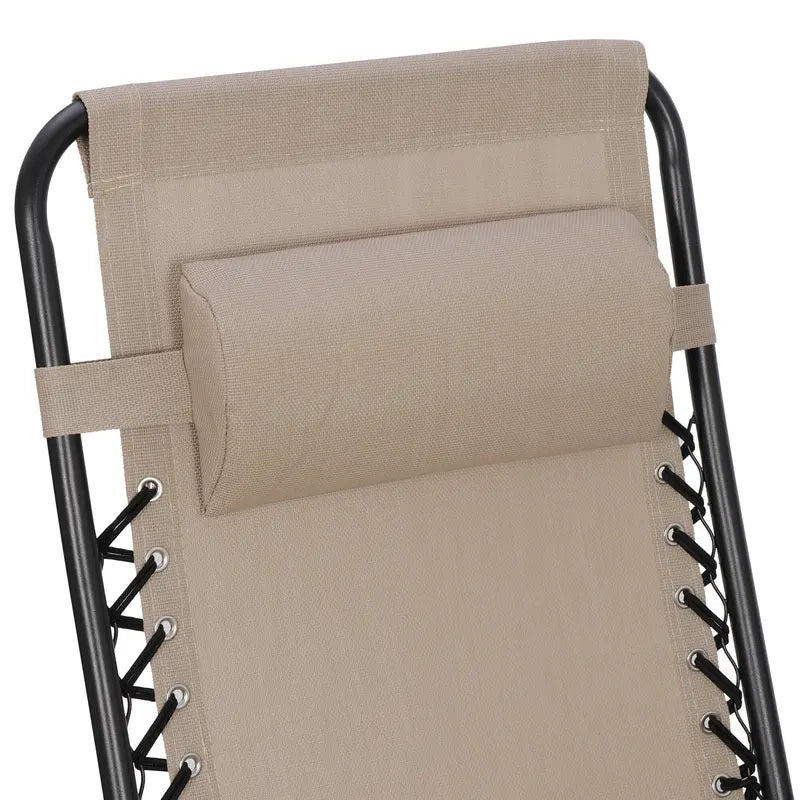 HomGarden Zero-Gravity Patio Chairs – 2-Pack Steel Frame Recliners in Neutral Beige