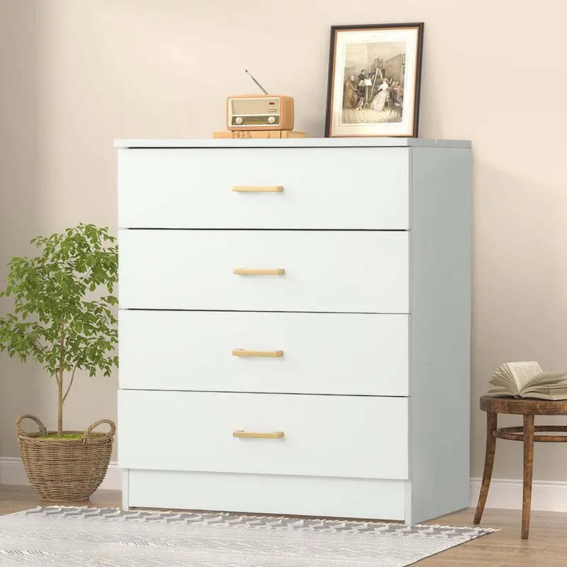 SEGMART White 4-Drawer Wood Dressers for Bedroom
