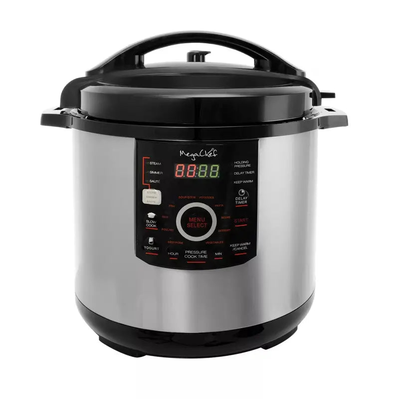 Megachef 12-Quart Digital Pressure Cooker – 15 Preset Programs + Glass Lid