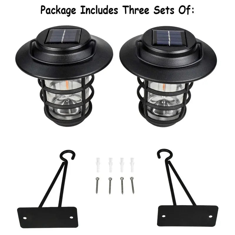 Home Zone Security Solar-Powered Outdoor Wall Lantern – Decorative Glass Design, No Wiring Required
