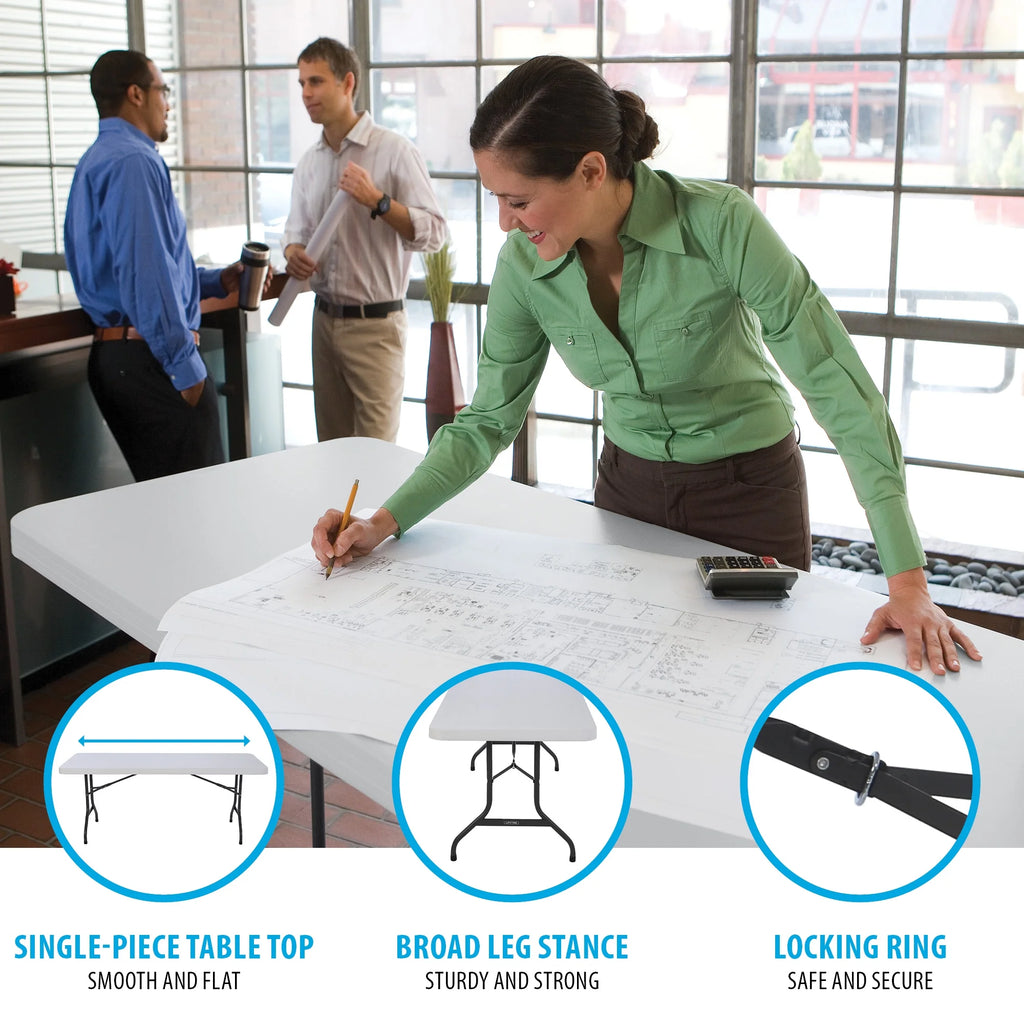 Lifetime 6 Ft. Commercial Plastic Folding Banquet Tables 4 Pack (White Granite)