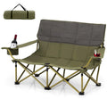 Two-Person Folding Loveseat Camping Chair for Backyard and Campsite Use