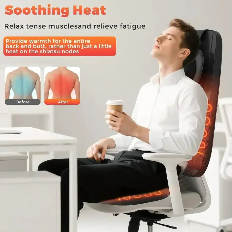 Targeted Back Massager  4-Zone Shiatsu Neck & Shoulder Relief for Desk or Car Use