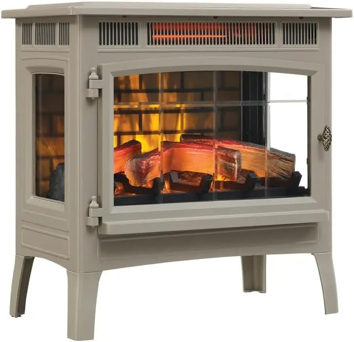 Freestanding Electric Fireplace Heater with Realistic 3D Flame Effect – Covers Up to 1,000 Sq. Ft