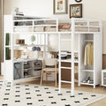 Industrial-Style Loft Bed – Full-Size Metal Frame with Integrated Desk and Wardrobe