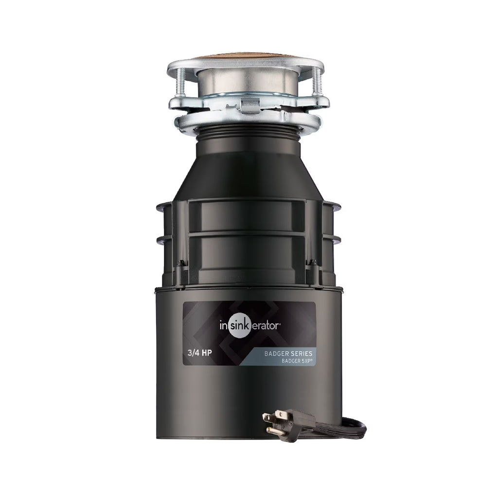 Insinkerator Badger 5XP W/C, 3/4 HP Continuous Feed Kitchen Garbage Disposal with Power Cord, Badger Series