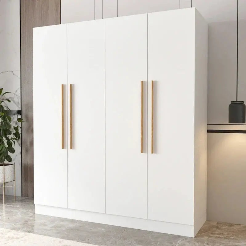 Modern Freestanding Solid Wood Wardrobe Closet with Interior Shelving and Organized Storage