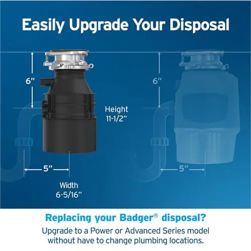 InSinkErator Badger 5 Garbage Disposal – 1/2 HP Continuous Feed, Durable Stainless Steel, Tool-Free Installation