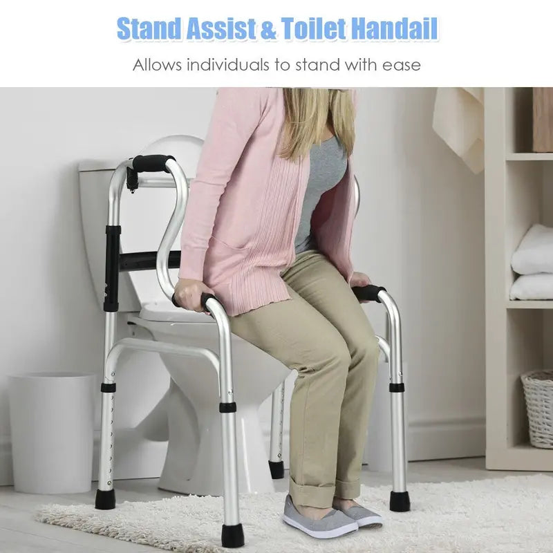 Heavy-Duty Folding Walker – FDA-Certified Support Frame with Toilet Armrests (400 LB Capacity)