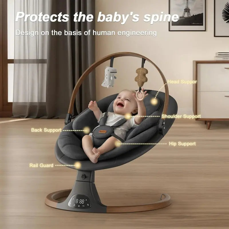Monamii Bluetooth Infant Swing – 5-Speed Rocking Cradle with Wireless Remote & Built-in Speaker