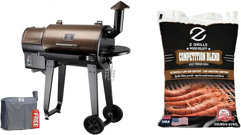 Z GRILLS ZPG-450A 2024 Upgrade Wood Pellet Grill & Smoker, 6-in-1 BBQ, Auto Temp Control, 450 Sq In, Bronze