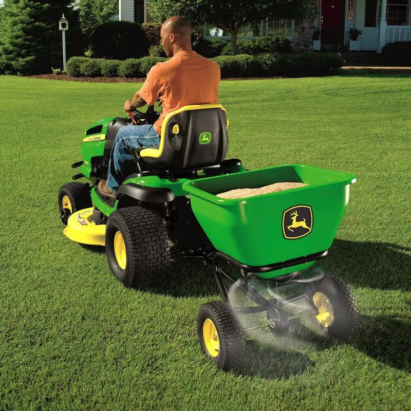 John Deere 175-Pound Tow-Behind Broadcast Spreader for Lawn and Garden Use