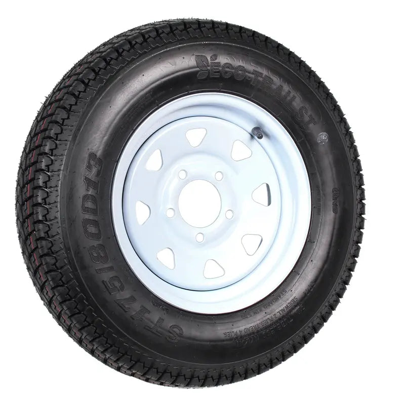 Two ST175/80D13 Trailer Tires with 13-Inch White-Spoked Wheels (Load Range C)