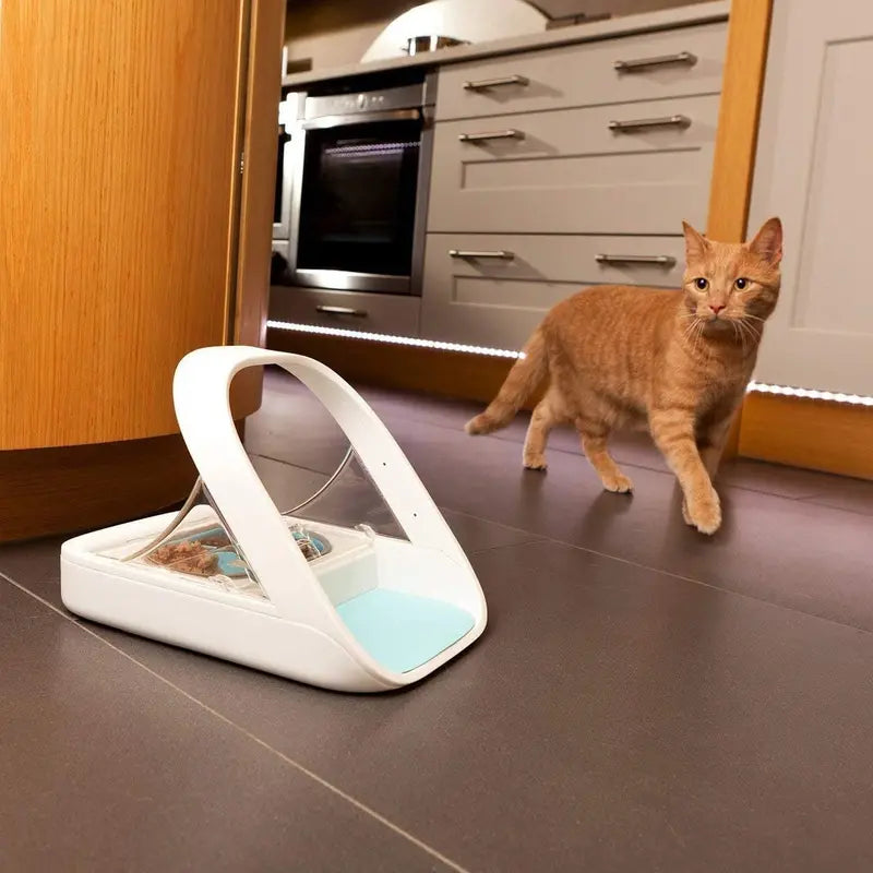 Microchip-Activated Automatic Pet Feeder — Dual-Compartment Design for Wet or Dry Food, Includes Bonus Towel