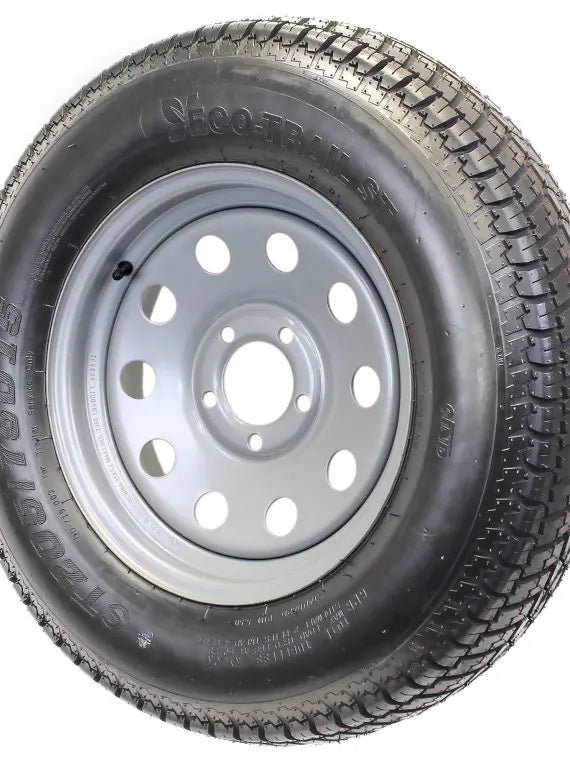 Trailer Tire and Wheel Assembly  ST205/75D15 on Silver Modular 5-Lug Rim