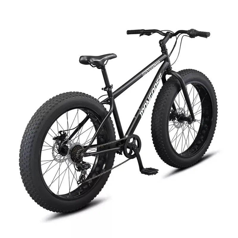 Mongoose Malus 26″ 7-Speed Fat Tire Mountain Bike with Disc Brakes – Black, Adult