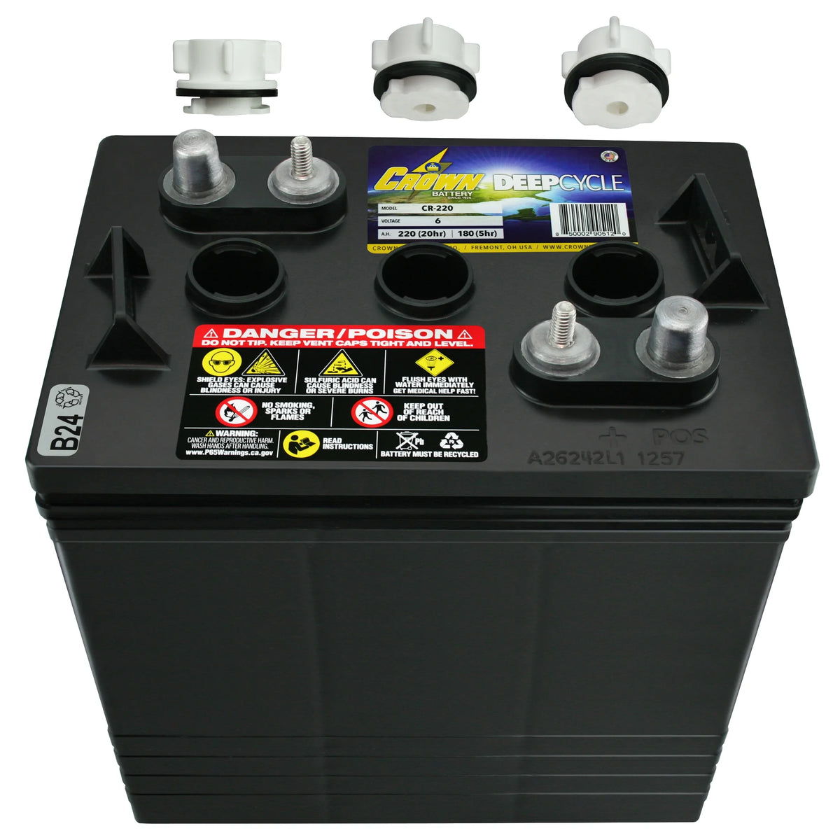Crown Battery BCI Group GC2 6V 240AH Deep Cycle Golf Cart and Scrubber Battery X6