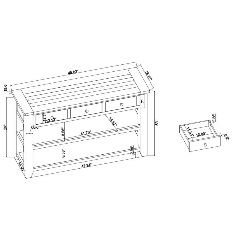Wooden Console Table with Storage – 3-Drawer + 2-Shelf Entryway or Living Room Organizer