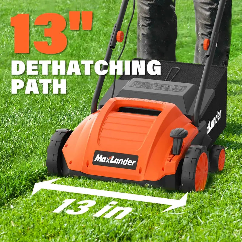 Maxlander 12-Amp Lawn Dethatcher & Scarifier – 2-in-1 Electric Tool with 4-Depth Settings & 30L Detachable Debris Collection Bag