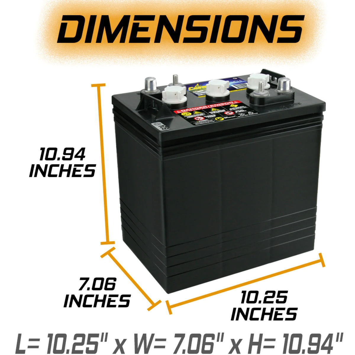 Crown Battery BCI Group GC2 6V 240AH Deep Cycle Golf Cart and Scrubber Battery X6