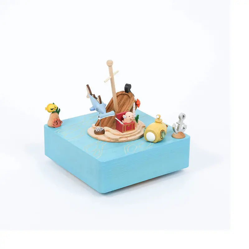 Treasure Hunt Wooden Music Box  Handcrafted Melodic Keepsake with Decorative Design