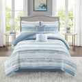 Madison Park Marianne 6-Piece Coastal Comforter Set with Coordinating Pillows, Blue, Queen