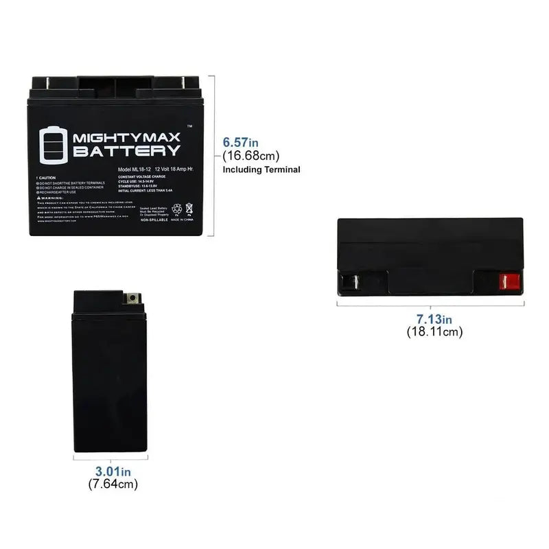 MIGHTY MAX BATTERY 12V 18AH SLA Battery for Black Decker Electromate 400 MAX3475586