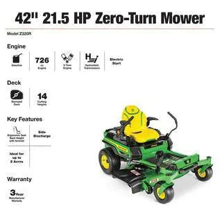 Z320R Zero-Turn Riding Mower – 21.5 HP V-Twin Engine with Accel Deep Deck for Precision Cutting and Maneuverability
