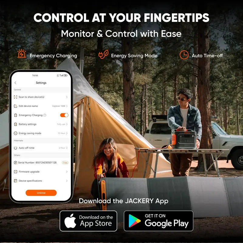 Jackery Explorer 1000 v2 Portable Power Station, 1500W AC Output, Fast Charging, 1070Wh Capacity, Smart App Control, Compact Design