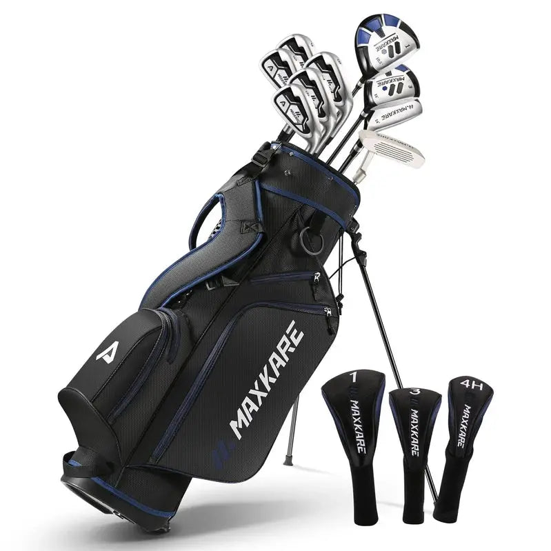MaxKare Men's Complete Golf Set – 13-Piece Starter Bundle Including Driver, Fairway Wood, Hybrids, Irons, Putter & Stand Bag