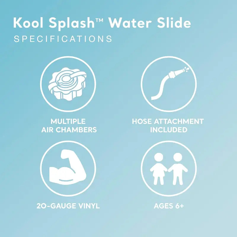 Inflatable Splash Water Slide Pool Playset – Built-In Sprayers, Family-Friendly Design for Ages 6+, Blue Theme