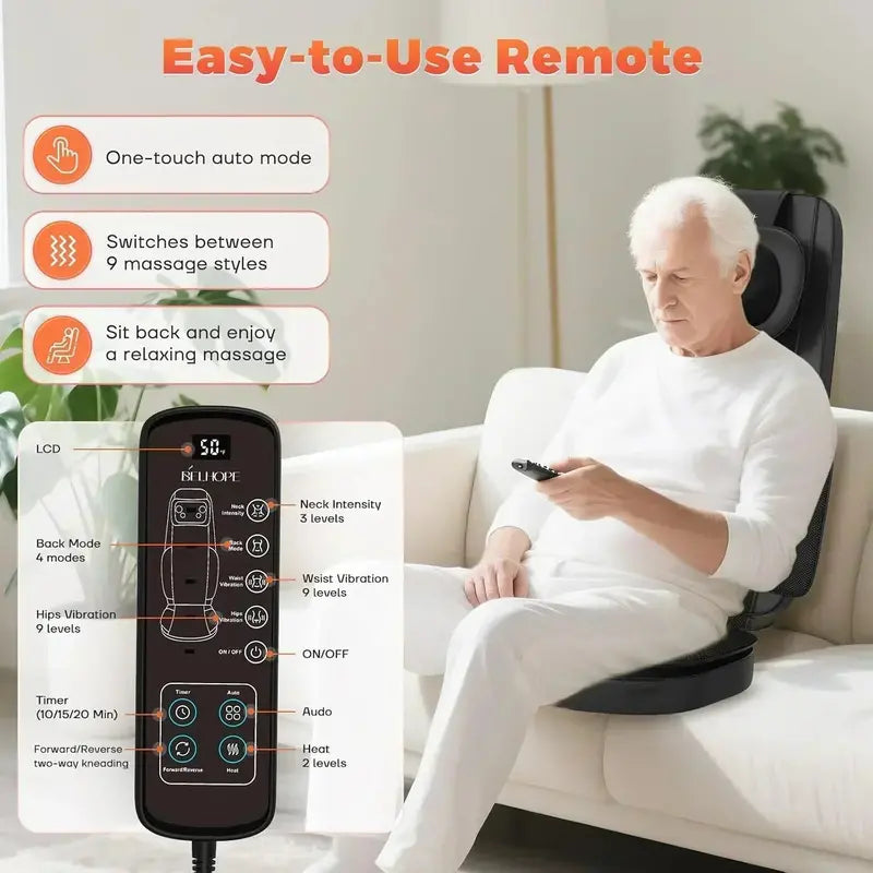 Targeted Back Massager  4-Zone Shiatsu Neck & Shoulder Relief for Desk or Car Use