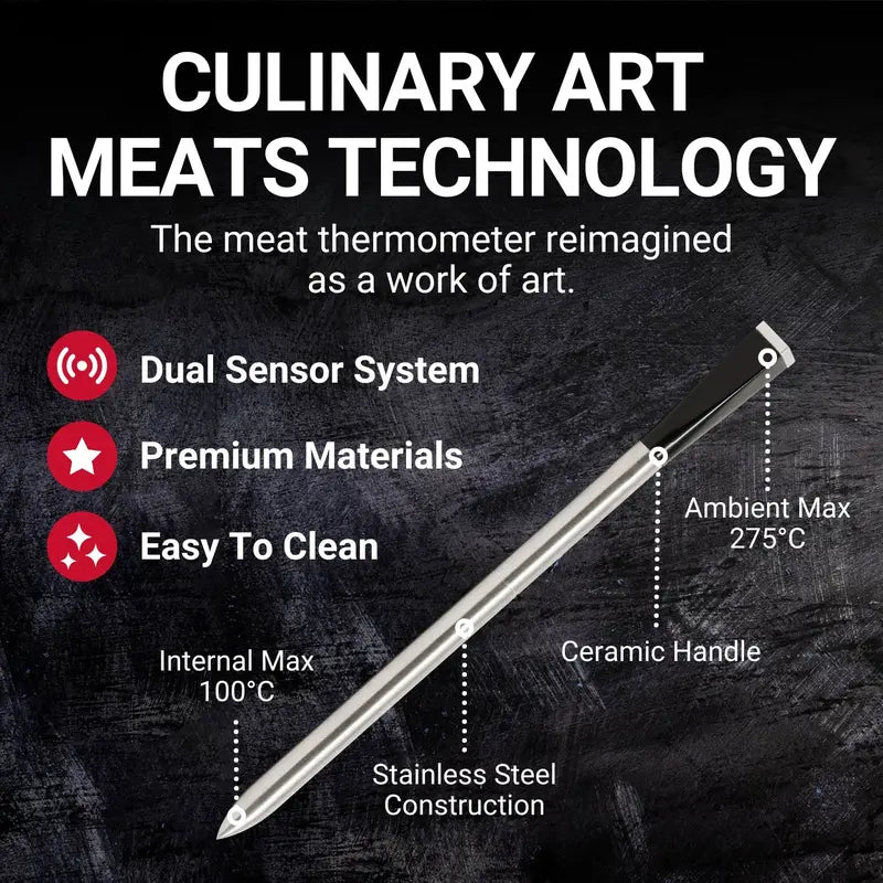MEATER Plus Smart Meat Thermometer – Dual-Sensor Bluetooth Device, 165-Foot Range, Oven-to-Grill Ready