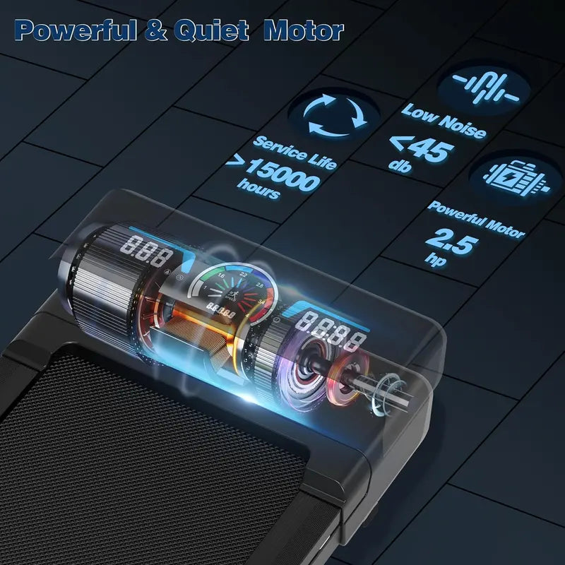 Smart Walking Pad Treadmill – 12% Auto-Incline, 450 lb Capacity, RGB LED Display & Bluetooth Speaker Integration