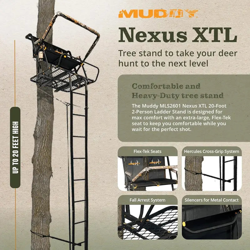 Muddy Nexus XTL 20-Foot Two-Person Ladder Tree Stand – 500 lb Capacity