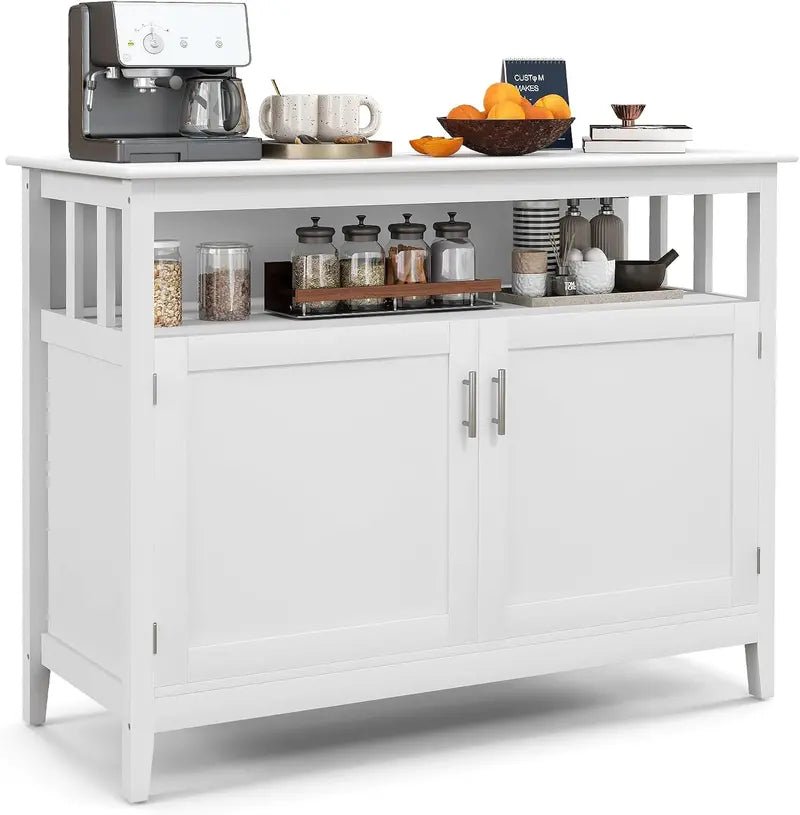 Modern Wall-Mounted Side Cabinet with Barn-Style Doors & Adjustable Shelves – Dining, Bar, or Entryway Storage Unit