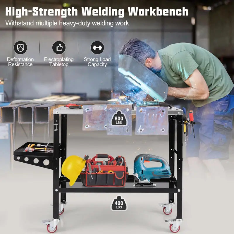 GoPlus 36×18-Inch Mobile Welding Table with 1200-Lb Capacity, Tool Rack & Tray