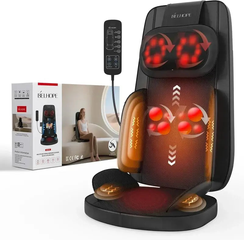 Targeted Back Massager  4-Zone Shiatsu Neck & Shoulder Relief for Desk or Car Use