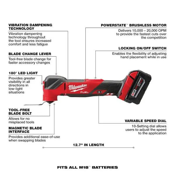 M18 FUEL Oscillating Multi-Tool Kit – Model 2836-21, Includes 5.0Ah Battery, Charger & Carry Bag