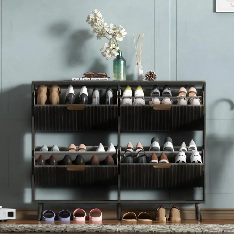 Modern Independent Shoe Storage Cabinet – Sleek Narrow Rack for Entryways
