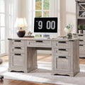Farmhouse Executive Desk – 60-Inch Solid Wood Computer Desk for Home Offices and Professional Workspaces