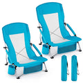 Set of Two Lightweight Folding Beach Chairs  Low-Profile Portable Camp Seating for Adults