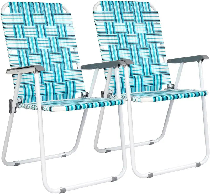 VINGLI Foldable Webbed Lawn Chairs — Pair of Lightweight, Portable Beach & Patio Seating Units