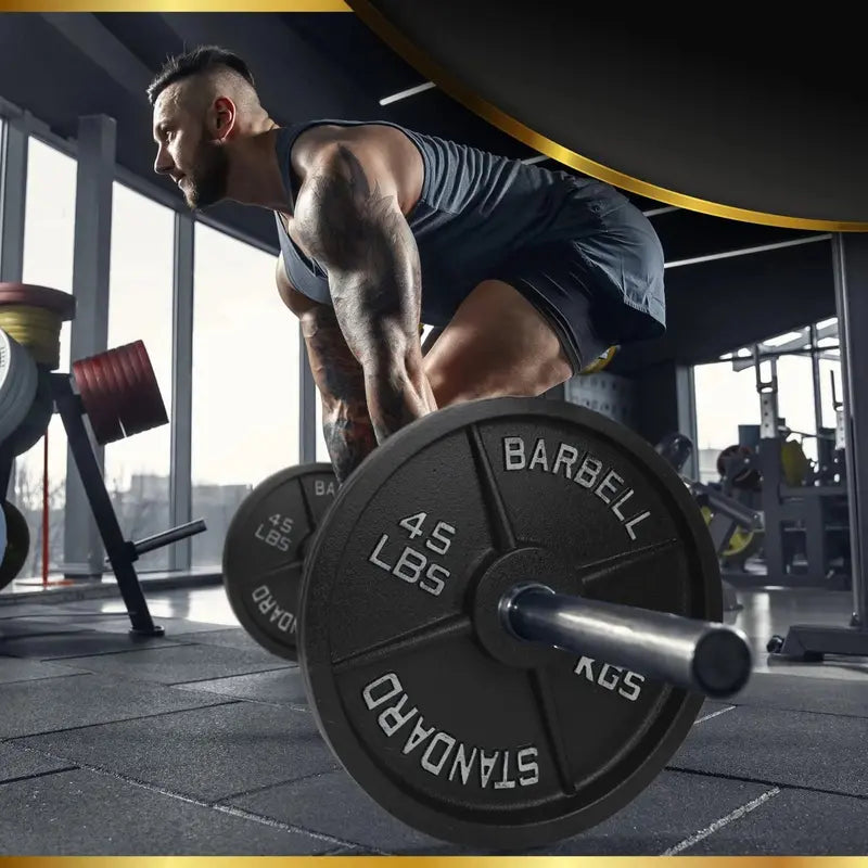 Iron Crush 45LB Olympic Weight Plates – Cast Iron, Hammertone Finish, Easy Grip, 2 Pack