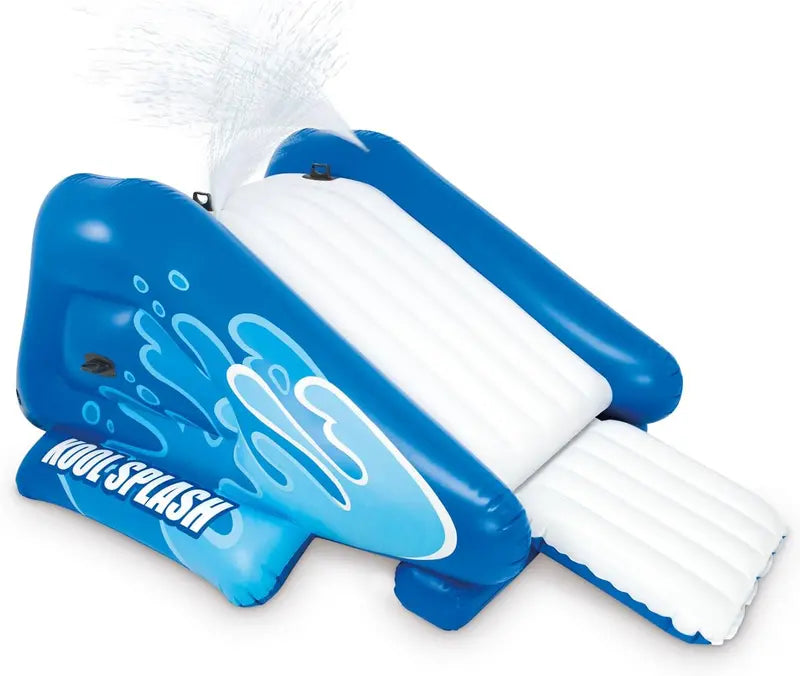 Inflatable Splash Water Slide Pool Playset – Built-In Sprayers, Family-Friendly Design for Ages 6+, Blue Theme
