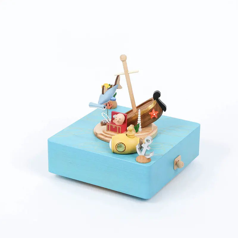 Treasure Hunt Wooden Music Box  Handcrafted Melodic Keepsake with Decorative Design