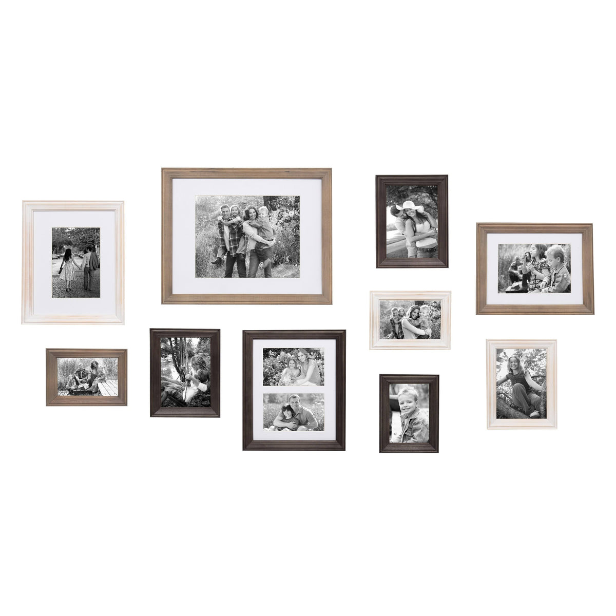 Kate and Laurel Bordeaux 10 Piece Wood Frame Set White Wash, Charcoal,...