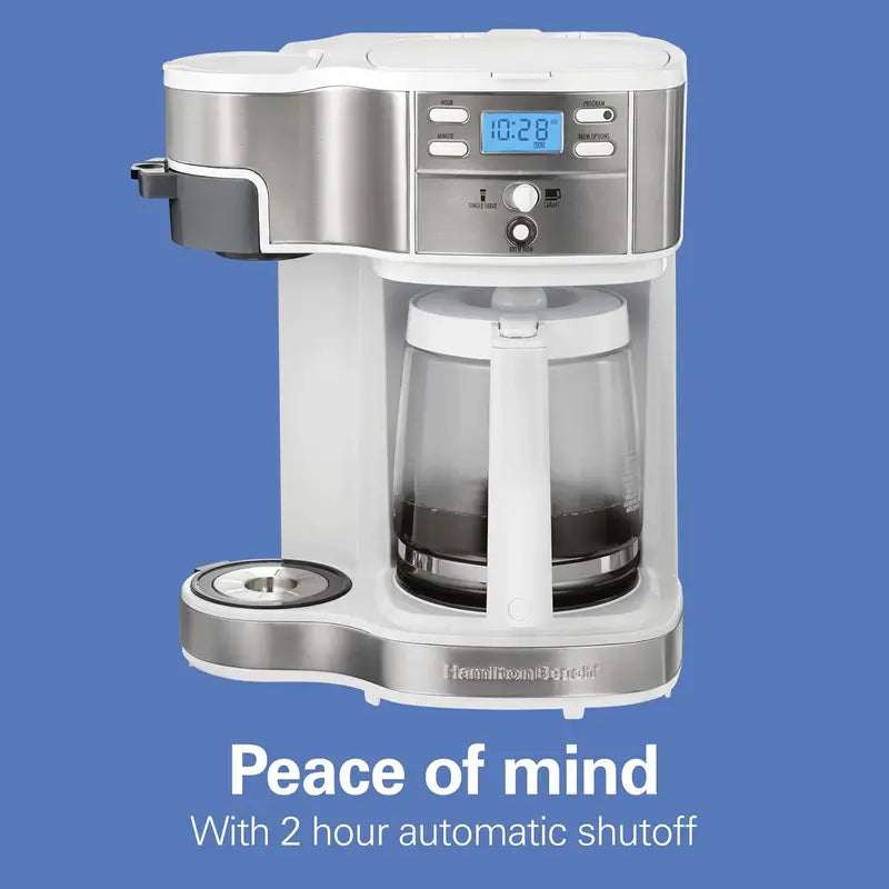 Hamilton Beach 2-Way 12-Cup Coffee Maker – Programmable Drip & Single-Serve Brewer with Auto Pause, Glass Carafe, and Black Finish