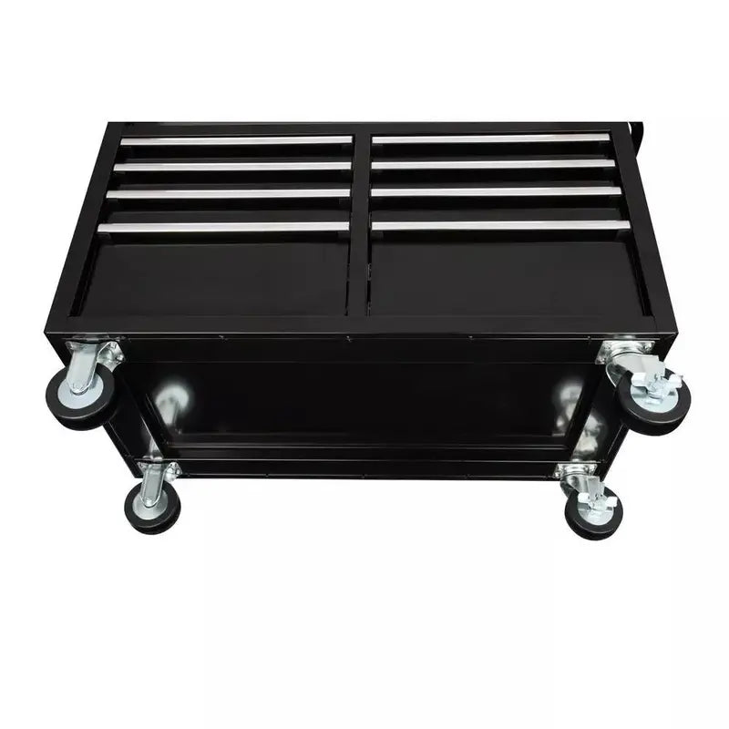 Gloss Black Rolling Tool Cabinet – 46″ Wide 9-Drawer Heavy-Duty Mobile Workstation